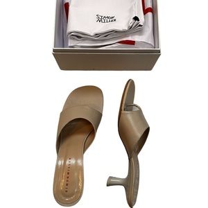 SIMON MILLER Beige Padded Bill Round Toe Slip On Leather Thong Sandals sz 39